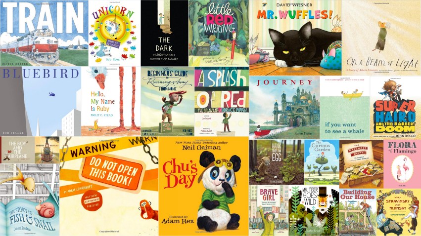 The books students will critique for the Mock Caldecott 
